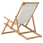 NNEVL Folding Beach Chair Solid Wood Teak Cream - Image 4