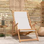 NNEVL Folding Beach Chair Solid Wood Teak Cream