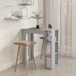 NNEVL Bar Table with Shelf Grey Sonoma 102x50x103.5 cm Chipboard - Image 4