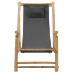 NNEVL Deck Chair Bamboo and Canvas Dark Grey - Image 2