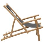 NNEVL Deck Chair Bamboo and Canvas Dark Grey - Image 3