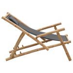 NNEVL Deck Chair Bamboo and Canvas Dark Grey - Image 4