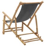 NNEVL Deck Chair Bamboo and Canvas Dark Grey - Image 5