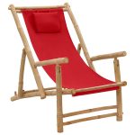 NNEVL Deck Chair Bamboo and Canvas Red