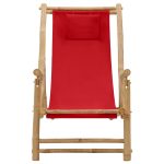 NNEVL Deck Chair Bamboo and Canvas Red - Image 2