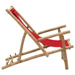 NNEVL Deck Chair Bamboo and Canvas Red - Image 3
