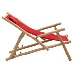NNEVL Deck Chair Bamboo and Canvas Red - Image 4