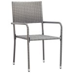 NNEVL Garden Dining Chairs 2 pcs Stackable Grey Poly Rattan - Image 2