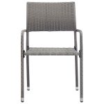NNEVL Garden Dining Chairs 2 pcs Stackable Grey Poly Rattan - Image 3