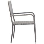 NNEVL Garden Dining Chairs 2 pcs Stackable Grey Poly Rattan - Image 4