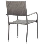 NNEVL Garden Dining Chairs 2 pcs Stackable Grey Poly Rattan - Image 5