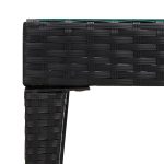 NNEVL Side Table Black 50x50x38 cm Poly Rattan and Tempered Glass - Image 4