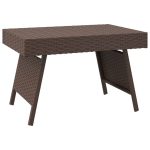 NNEVL Foldable Side Table Brown 60x40x38 cm Poly Rattan - Image 2