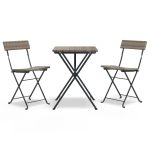 NNEVL 3 Piece Folding Bistro Set Grey Poly Rattan - Image 2