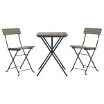 NNEVL 3 Piece Folding Bistro Set Grey Poly Rattan - Image 3