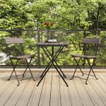 NNEVL 3 Piece Folding Bistro Set Grey Poly Rattan