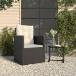 NNEVL Garden Armchair with Cushions Black Poly Rattan