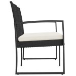 NNEVL 2-Seater Garden Bench with Cushions Black PP Rattan - Image 4