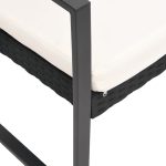 NNEVL 2-Seater Garden Bench with Cushions Black PP Rattan - Image 5