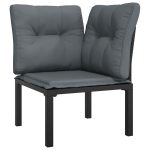 NNEVL Garden Corner Chair with Cushions Black and Grey Poly Rattan - Image 2