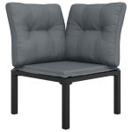 NNEVL Garden Corner Chair with Cushions Black and Grey Poly Rattan - Image 3