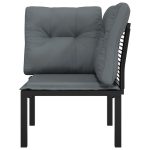 NNEVL Garden Corner Chair with Cushions Black and Grey Poly Rattan - Image 4