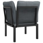 NNEVL Garden Corner Chair with Cushions Black and Grey Poly Rattan - Image 5
