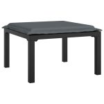 NNEVL Garden Footstool with Cushion Black and Grey Poly Rattan - Image 2