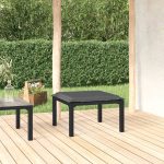 NNEVL Garden Footstool with Cushion Black and Grey Poly Rattan