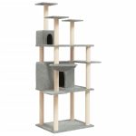 NNEVL Cat Tree with Sisal Scratching Posts Light Grey 166 cm - Image 2