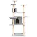 NNEVL Cat Tree with Sisal Scratching Posts Light Grey 166 cm - Image 3