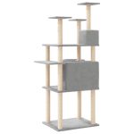 NNEVL Cat Tree with Sisal Scratching Posts Light Grey 166 cm - Image 5