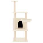 NNEVL Cat Tree with Sisal Scratching Posts Cream 132 cm - Image 3