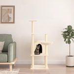 NNEVL Cat Tree with Sisal Scratching Posts Cream 132 cm