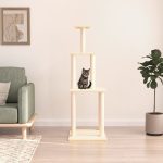 NNEVL Cat Tree with Sisal Scratching Posts Cream 149 cm