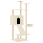 NNEVL Cat Tree with Sisal Scratching Posts Cream 153 cm - Image 2