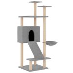 NNEVL Cat Tree with Sisal Scratching Posts Light Grey 153 cm - Image 2