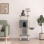 NNEVL Cat Tree with Sisal Scratching Posts Light Grey 153 cm