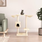 NNEVL Cat Tree with Scratching Posts Cream 82 cm