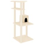 NNEVL Cat Tree with Sisal Scratching Posts Cream 123 cm - Image 2