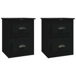 NNEVL Wall-mounted Bedside Cabinets 2 pcs Black 41.5x36x53cm - Image 2