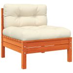 NNEVL Garden Sofa Armless with Cushions Wax Brown Solid Wood Pine - Image 2