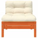 NNEVL Garden Sofa Armless with Cushions Wax Brown Solid Wood Pine - Image 5