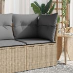 NNEVL Garden Chair Armless with Cushions Beige Poly Rattan