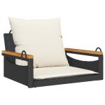 NNEVL Swing Bench with Cushions Black 63x62x40 cm Poly Rattan - Image 2