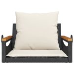 NNEVL Swing Bench with Cushions Black 63x62x40 cm Poly Rattan - Image 4