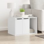 NNEVL Cat Litter Box Enclosure White 60x40x40 cm Engineered Wood - Image 3