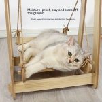 NNETM Wooden Rocking Bed Cat Furniture - Double Layer Cat Hammock - Image 4