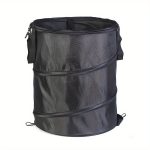 Black Portable Foldable Trash Can with Carry Handle