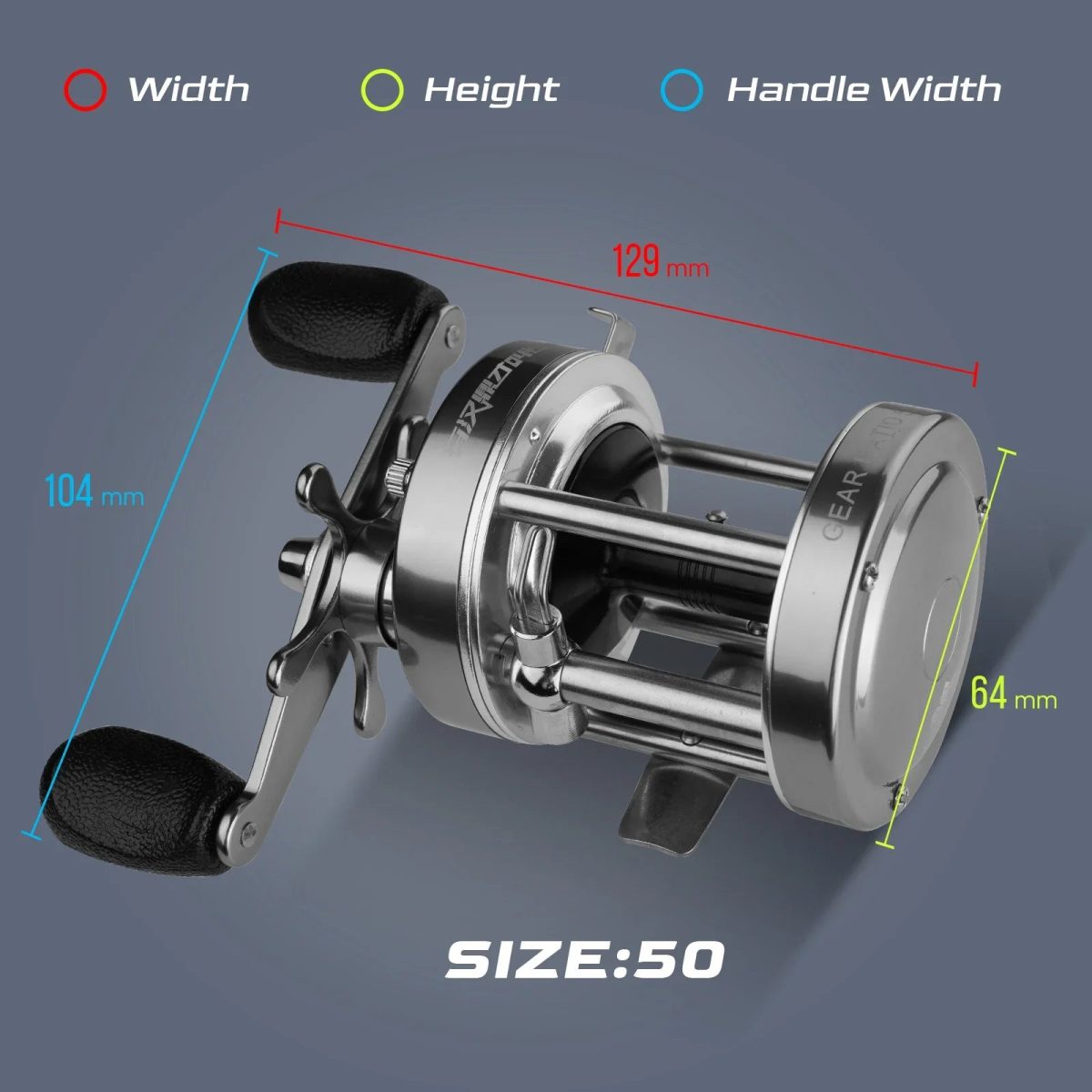 Flag Round Baitcasting Reel 5000 13kg Max DragRight Hand Silver - Image 2